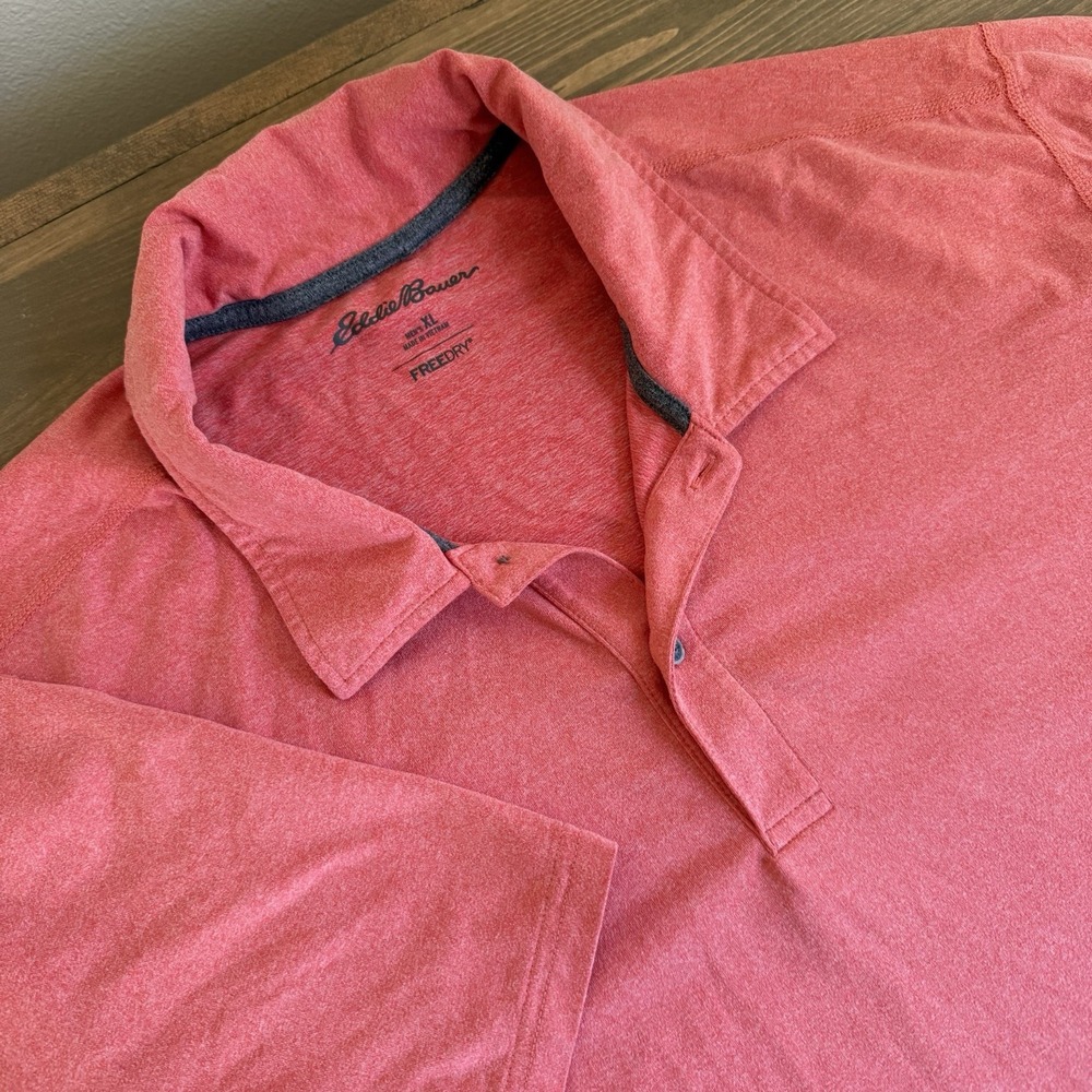 Eddie Bauer Men's XL Red FreeDry Short Sleeve Polo Collar Shirt